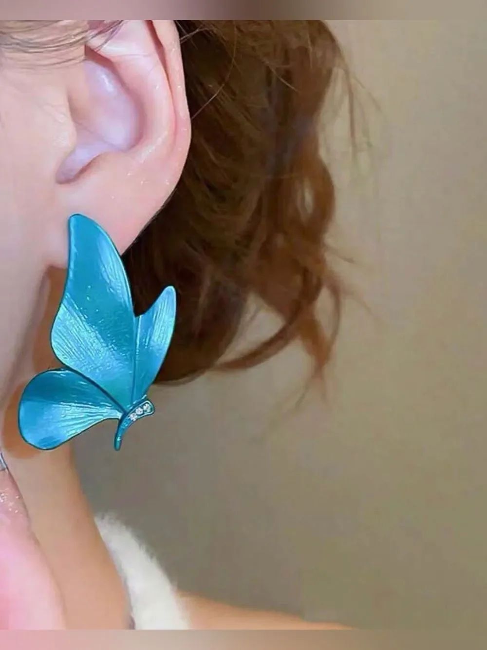 Teal Butterfly Statement Earrings A2105